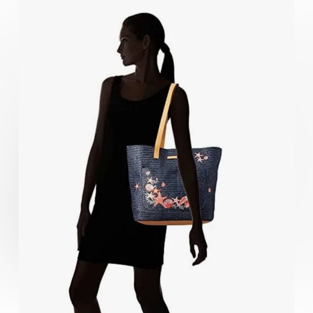 NWT Vera Bradley Front Pocket Straw Tote bag - Picture 9 of 9
